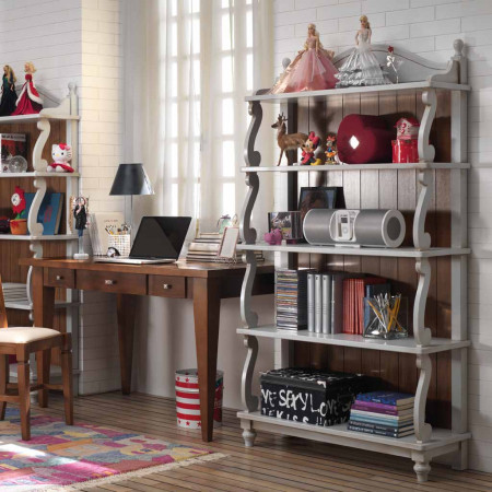 Etagere country con sostegni sagomati, libreria