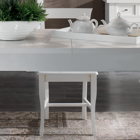 Tavolo allungabile da 140x90 a 185x90, dettaglio finitura bianca