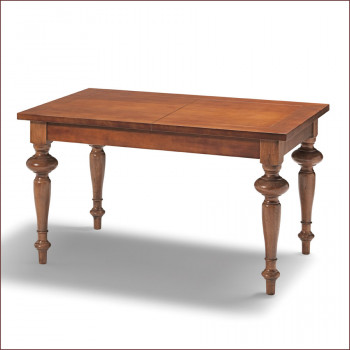 Tavolo con gambe tornite in faggio e piano in noce