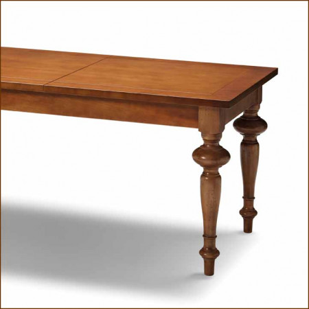Tavolo con gambe tornite allungabile in legno di noce