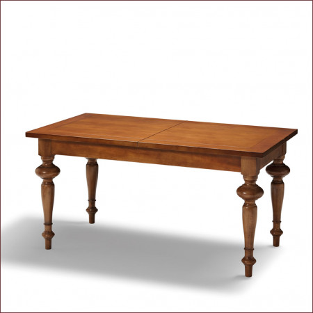 Tavolo con gambe tornite allungabile, dettaglio legno noce