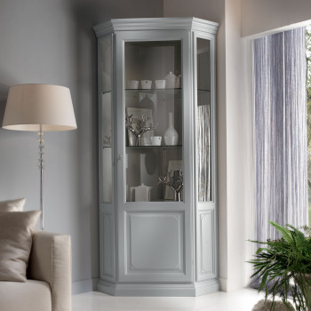 Angoliera settecento una anta in legno, dettaglio vetro