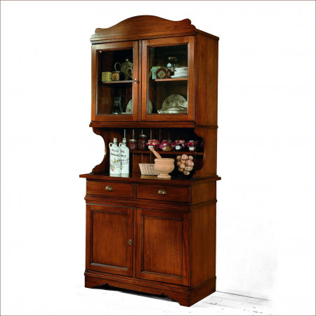 Credenza country con vetrina, dettaglio del legno