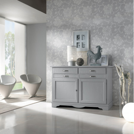 Credenza country 2 ante 4 cassetti legno spazzolato