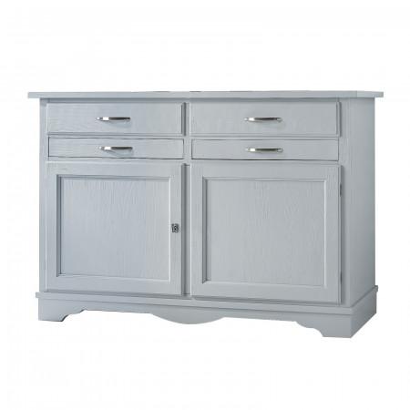 Credenza country 2 ante 4 cassetti, dettaglio del legno spazzolato