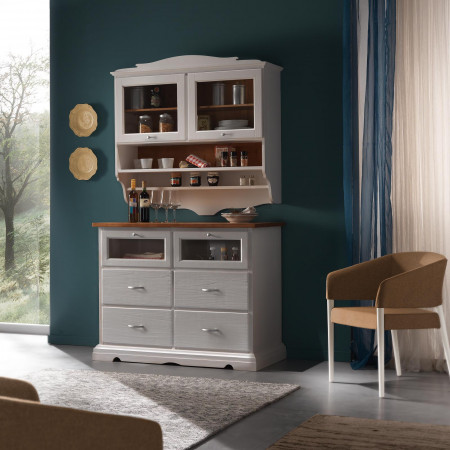 Mobile cucina con cassetti in vetro, design country chic