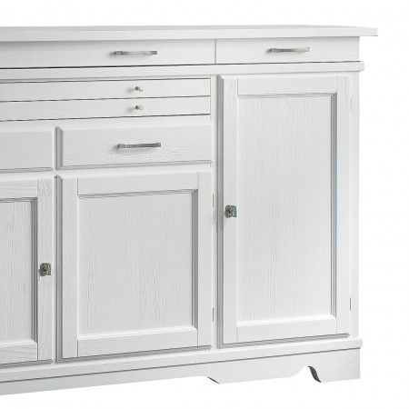 Credenza country 4 porte 7 cassetti, dettaglio frontale