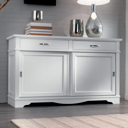 Credenza country 2 ante scorrevoli, dettaglio superficie spazzolata