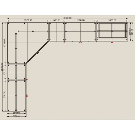Schema dimensioni armadio angolare componibile Manhattan