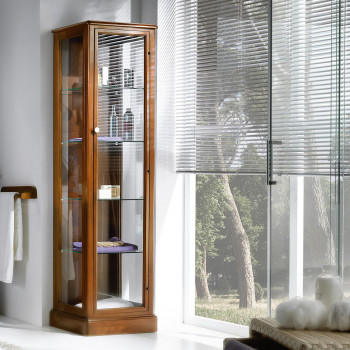 Vetrina 1 anta per bagno con fianchi in vetro