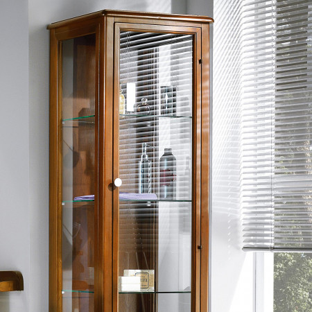 Vetrina 1 anta bagno, legno e vetro, finitura noce