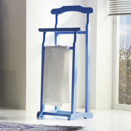Porta asciugamani per bagno in legno di tiglio azzurro