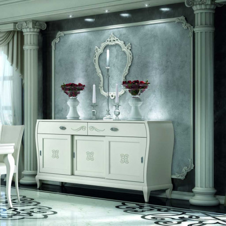 Credenza sala da pranzo contemporanea con decori in rilievo