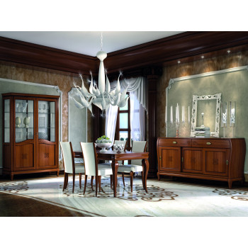 Sala da pranzo in stile classico contemporaneo, legno noce