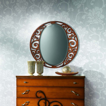 Specchiera con trafori, specchio molato ovale