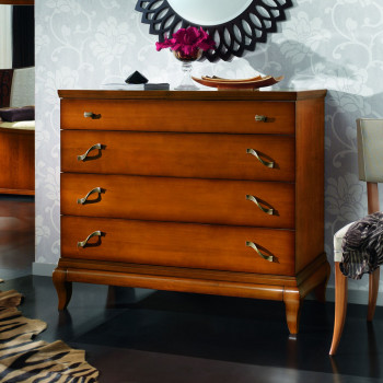 Como' con 4 cassetti lisci, dettagli in legno noce