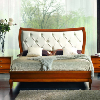 Letto sagomato testata imbottita, dettaglio testata chiara