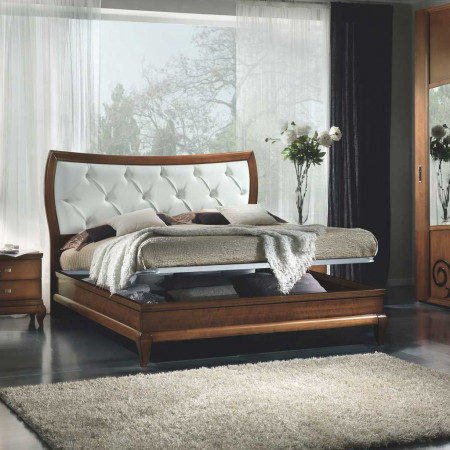 Letto sagomato testata imbottita con contenitore aperto