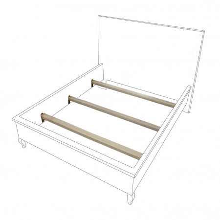 Letto con testata imbottita e decoro, dettagli del giroletto