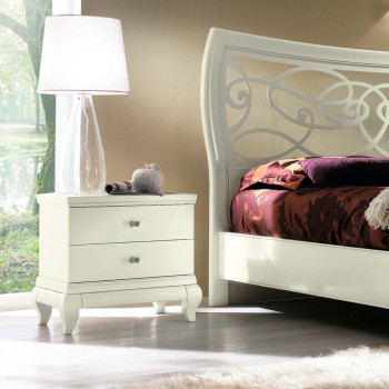 Comodino con 2 cassetti liscio bianco in camera da letto