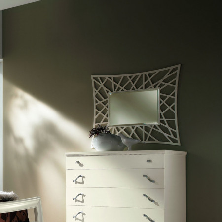 Comodino con 2 cassetti liscio, dettaglio del design classico