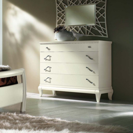 Letto matrimoniale con testata imbottita e cassetto bianco