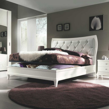 Letto matrimoniale con testata imbottita, design contemporaneo