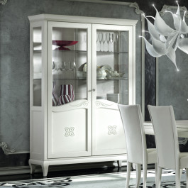 Argentiera classico contemporaneo, dettaglio porte in vetro Argentiera classico contemporaneo in legno bianco
