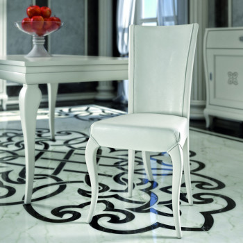 Sedia imbottita classica contemporanea con gambe sagomate