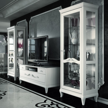 Argentiera in stile classico contemporaneo vetro e legno