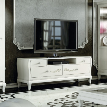 Base sagomata 4 cassetti in stile classico contemporaneo con TV