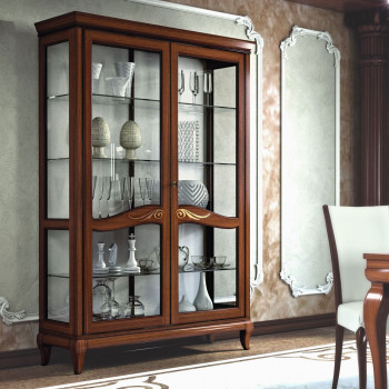 Argentiera due ante con decoro in rilievo, vetri lisci