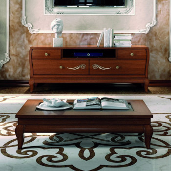 Tavolino rettangolare classico contemporaneo, dettaglio gambe