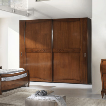 Armadio 2 ante scorrevoli in legno noce tanganica