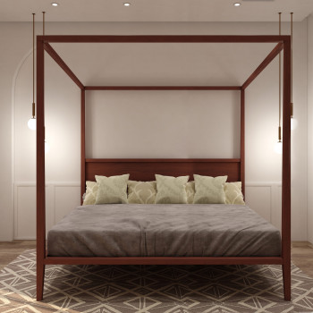 Letto king size a baldacchino in legno di tiglio