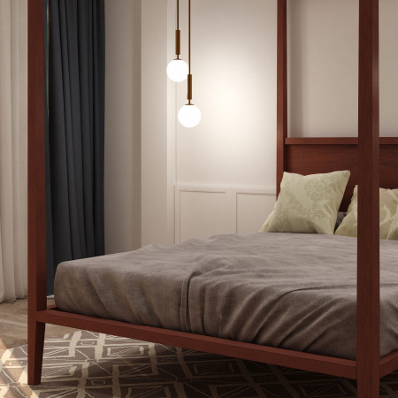 Letto king size a baldacchino in legno di tiglio