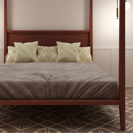 Letto king size a baldacchino con cuscini decorativi