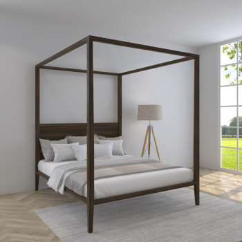 Letto a baldacchino con testata in legno massello