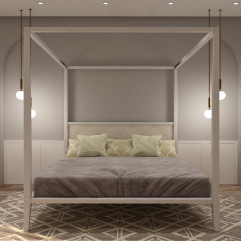 Letto king size a baldacchino, dett. struttura legno