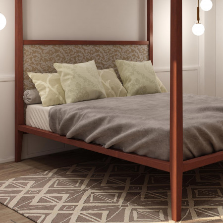 Letto a baldacchino moderno testata bassa in ecopelle