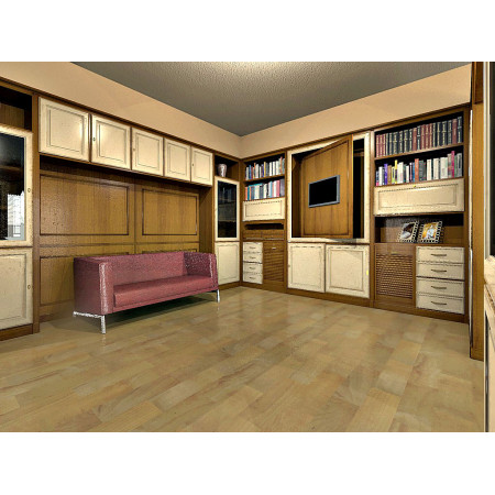 Parete attrezzata laccata classica con libreria