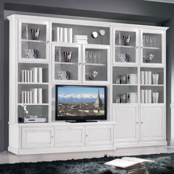 Mobile soggiorno classico su misura con ante in vetro