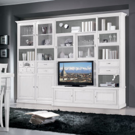 Parete attrezzata laccata classica con dimensioni 301x247 cm