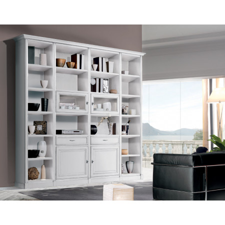 Libreria con ante chiuse 2 vetro 2 chiuse in legno bianco