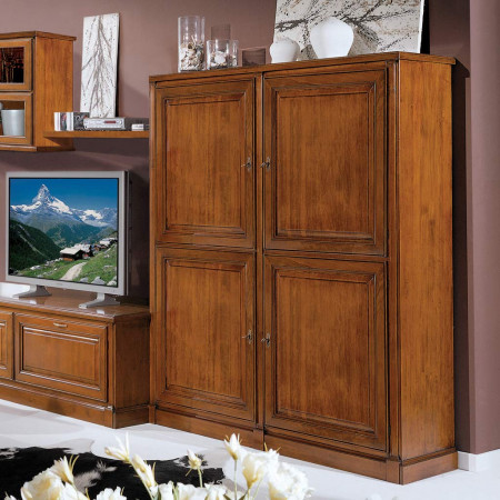 Parete attrezzata a moduli con finiture in legno