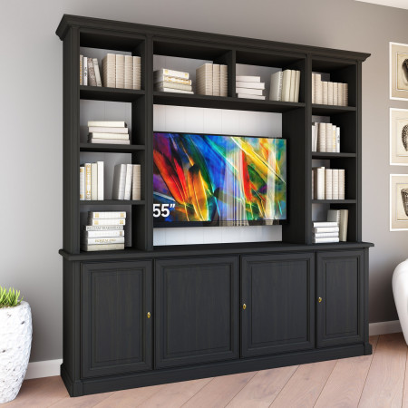 Mobile porta TV su misura in legno massello con mensole