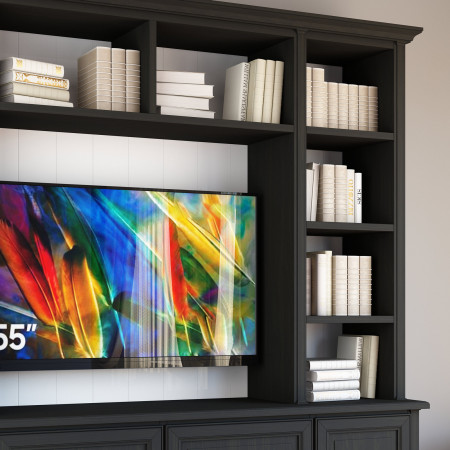Mobile porta TV su misura, dettagli classici e vani libreria