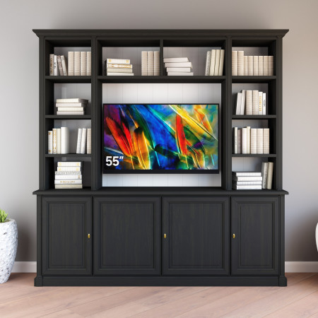 Mobile porta TV su misura in legno con vani a giorno