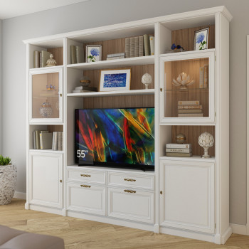 Mobile porta TV su misura con vetrinette eleganti