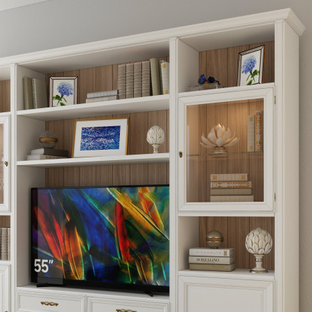 Mobile porta TV su misura con vetrinette e LED